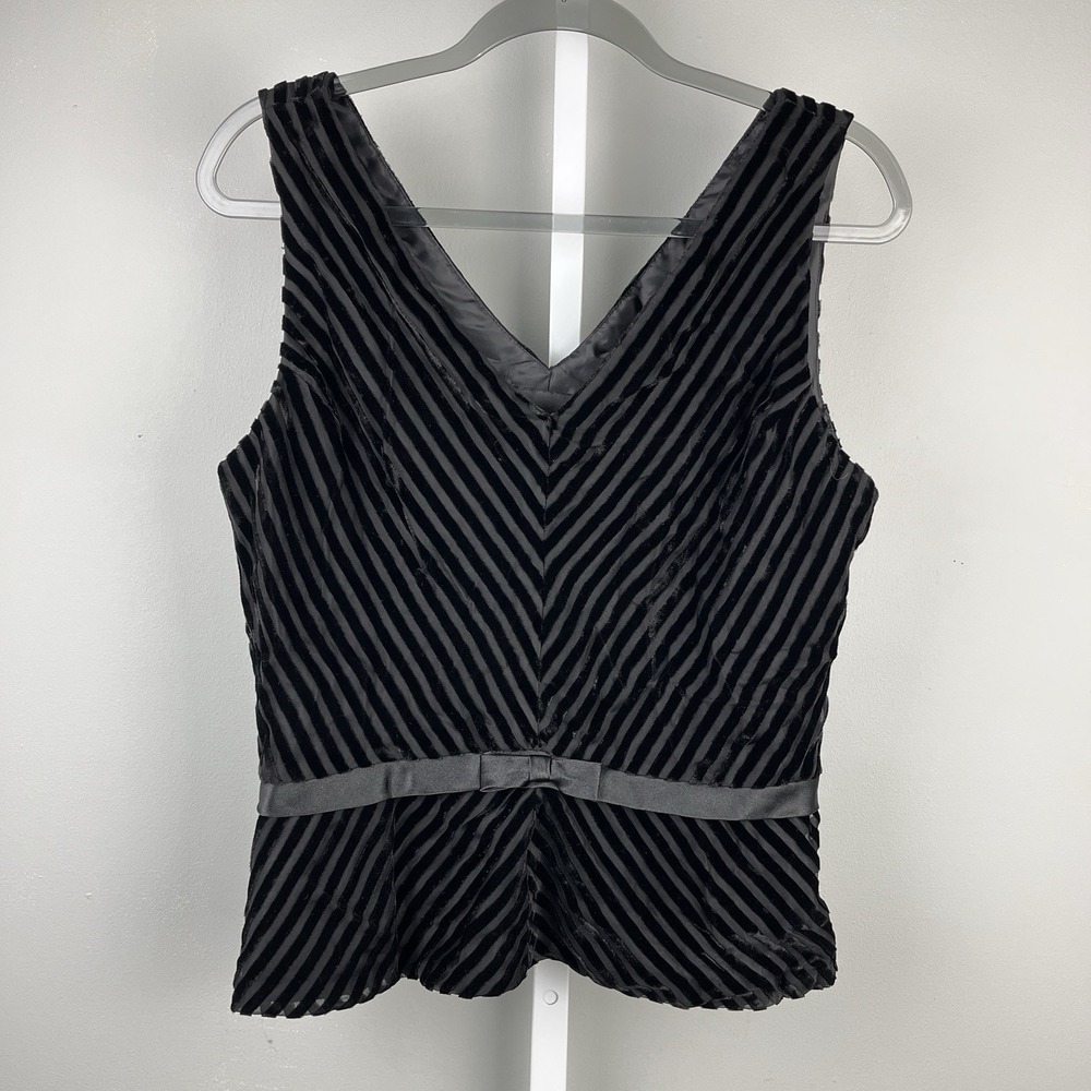Vintage Positive Attitude‎ Peplum Top Womens 12 Black Velvet Rib Whimsigoth